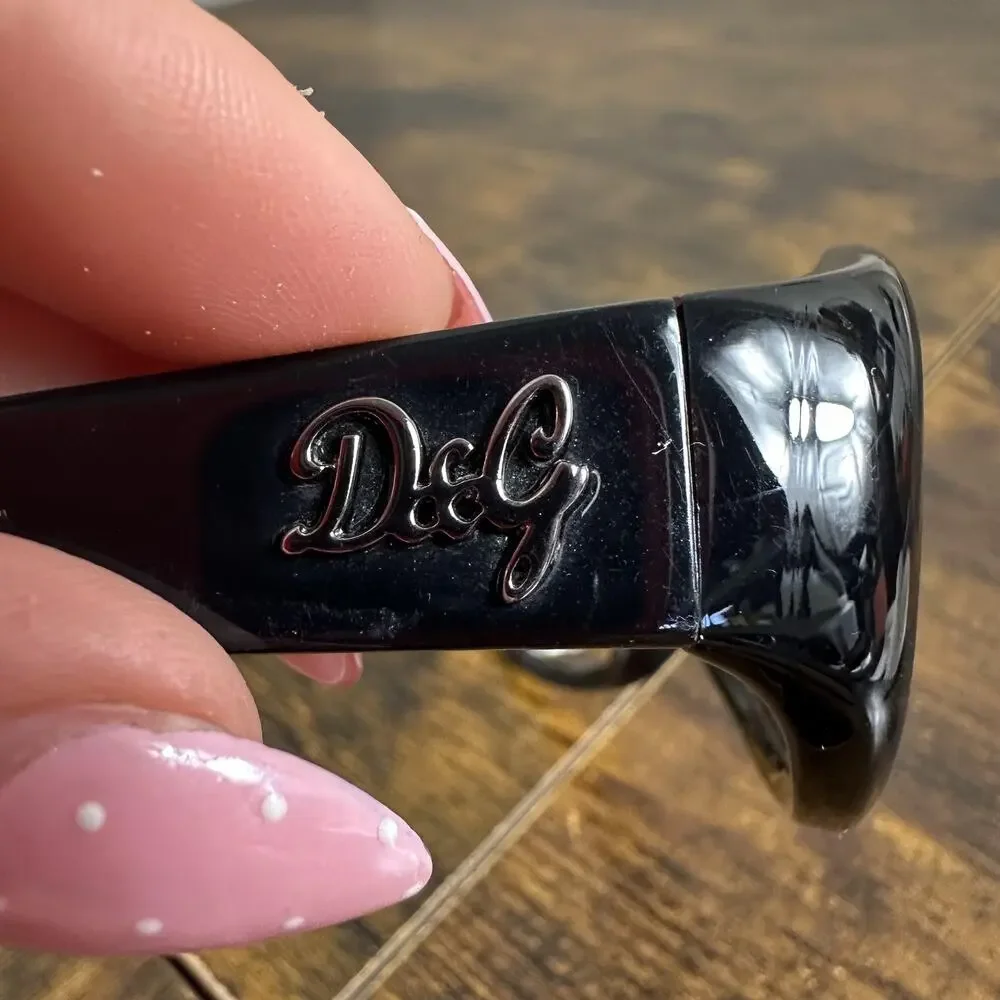 D&G Dolce & Gabbana Sunglasses DD3025 Womens Black Brown Gradient Oval 58-17 125
